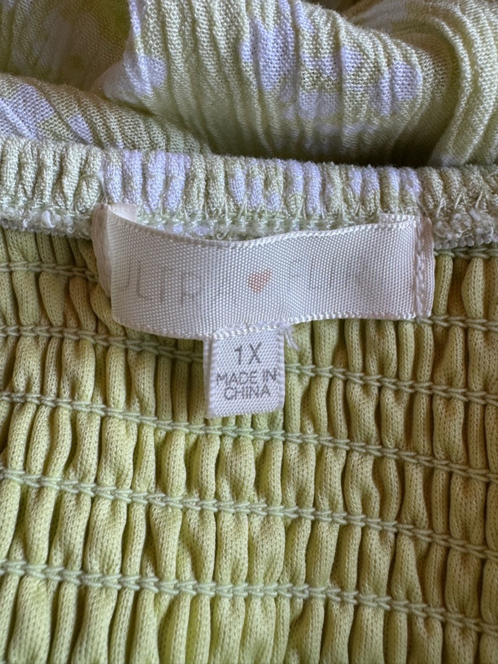 Ultra Flirt Light Yellow Green floral smocked Dress  1X - Picture 7 of 8